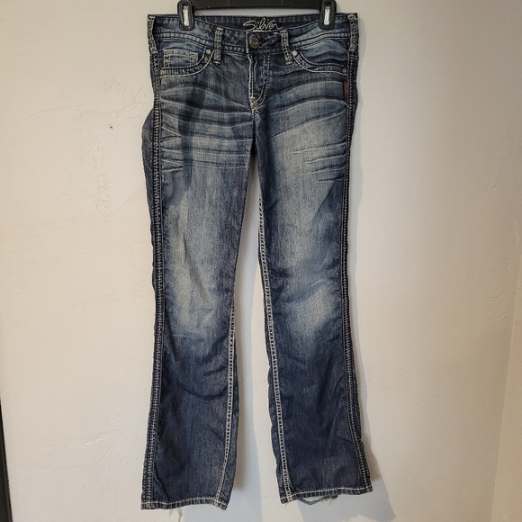 Silver Jeans Women's 28 28/33 Dark Wash Twisted Bootcut Denim - Picture 1 of 11